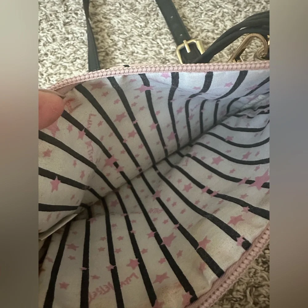 Betsey Johnson Black and Pink Script Clutch | Shoulder Bag